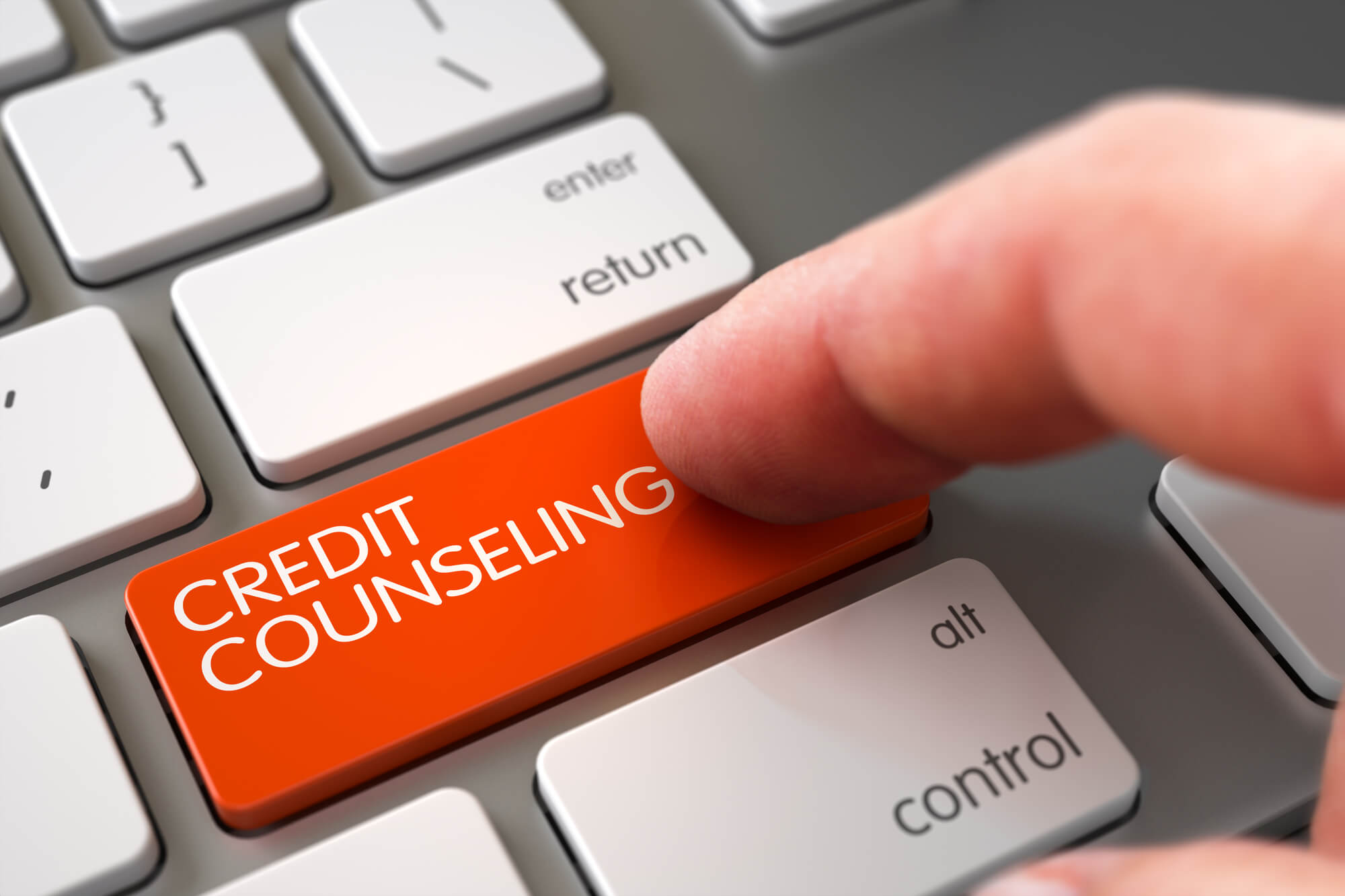 consumer wanting to Refinance Credit Card Debt by clicking credit counseling key
