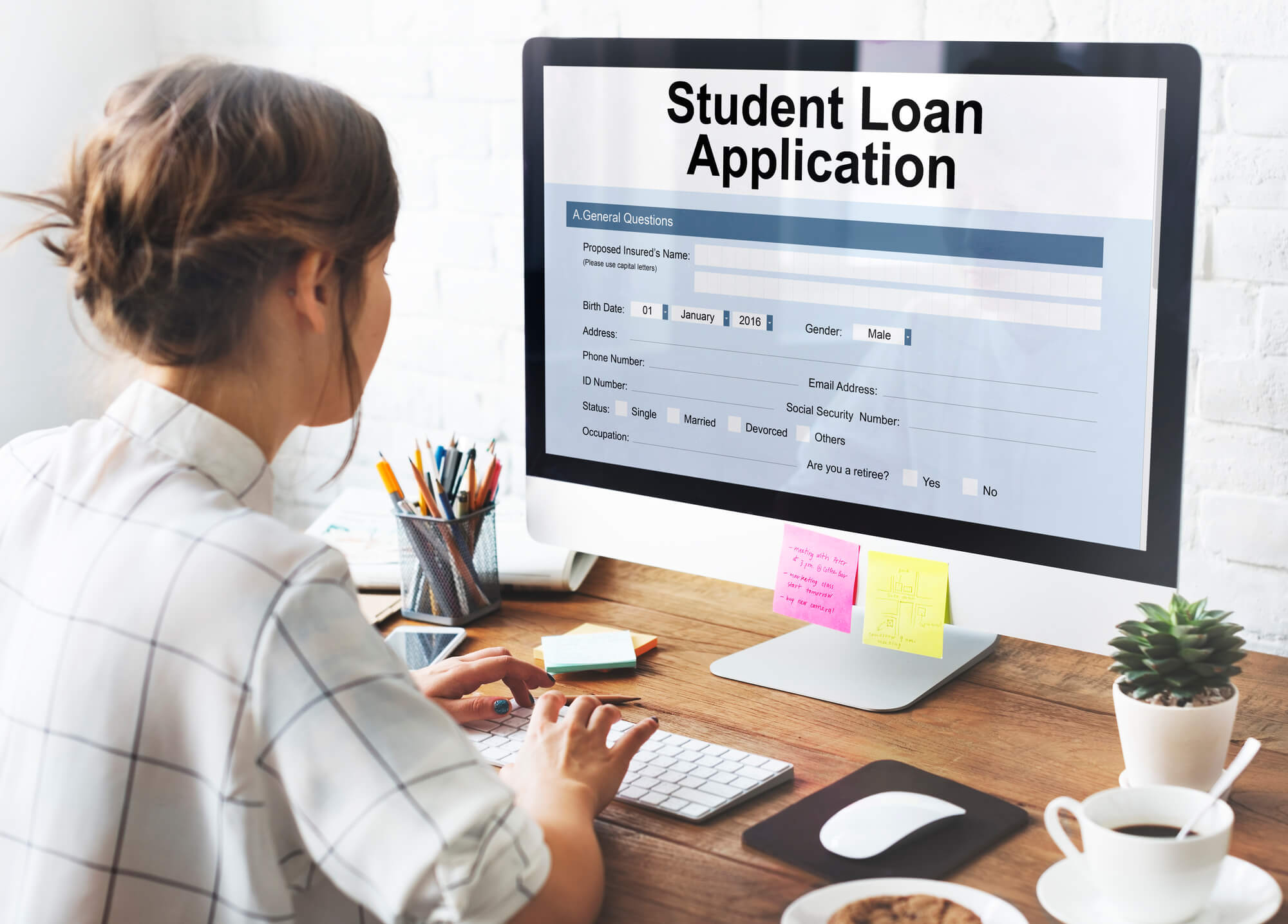 a student applying for a student loan